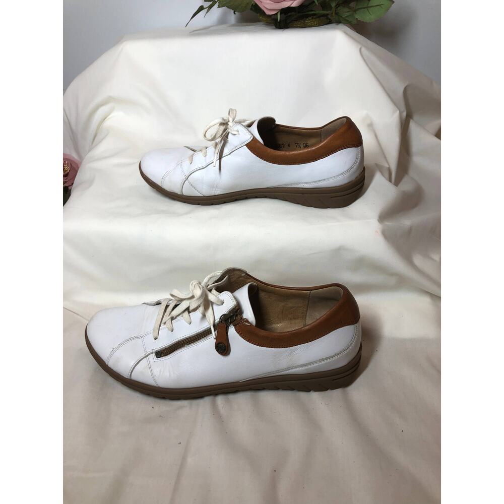 Hartjes Sneakers Women 7.5 White Leather Comfort Casual‎ Shoes Zip Lace